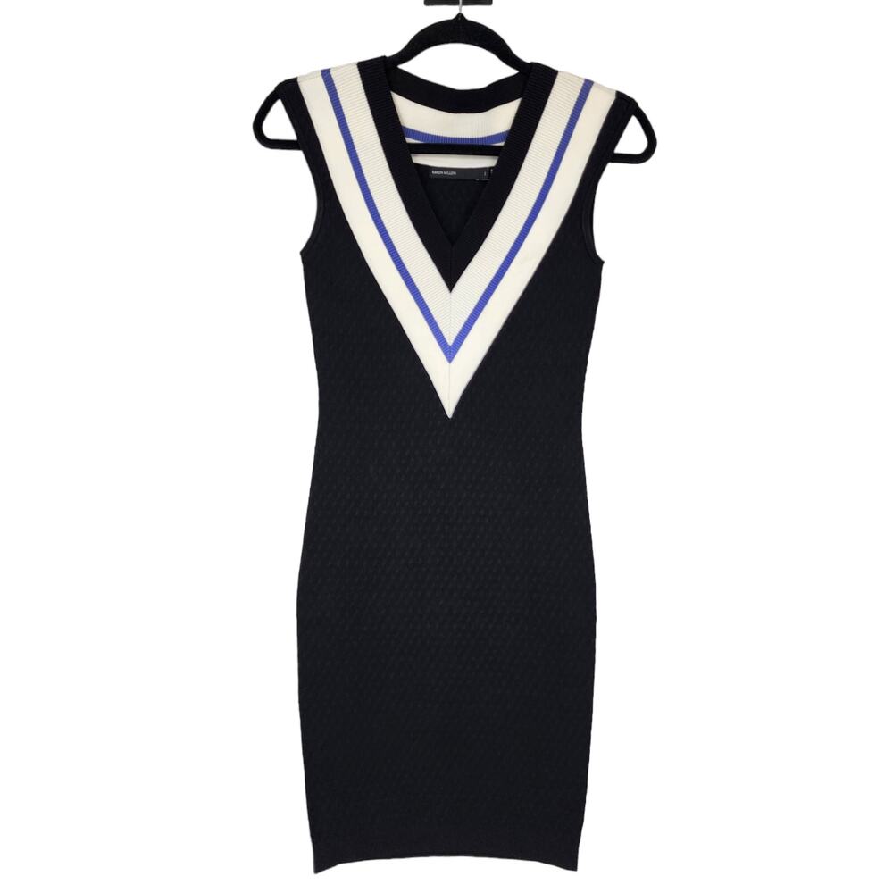 Karen Millen Bodycon Knit V-Neck Sleeveless Stretch Dress Size 1/US Size XS